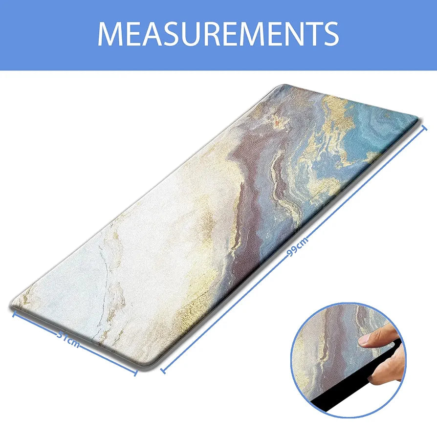 Luxe Home Columbo Anti-Fatigue Kitchen Mat - 51x99 cm Non-Slip Cushioned Comfort Mat - Marble Swirl Pattern Standing Desk Mat - Waterproof and Easy to Clean for Home and Office
